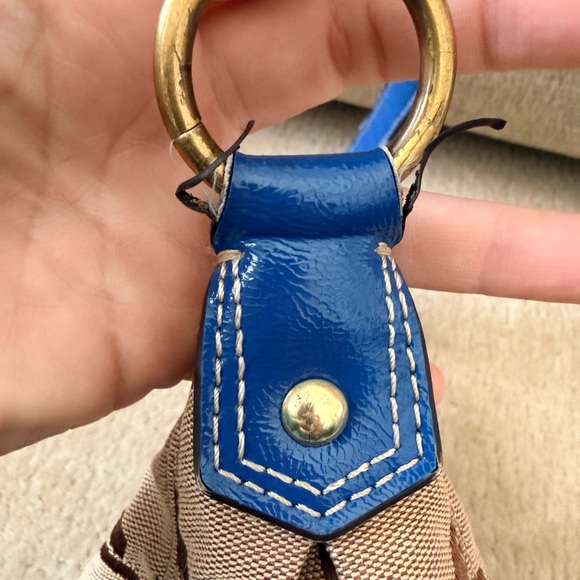 Coach Tan and Blue Hobo Bag - Picture 9 of 15
